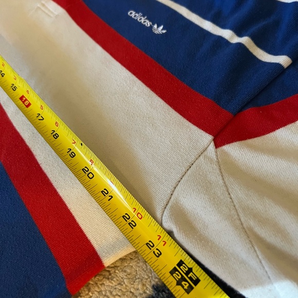 VINTAGE Adidas Rugby Polo Striped Stripes Blue Red White Longsleeve Large RARE - Picture 5 of 7